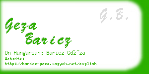 geza baricz business card